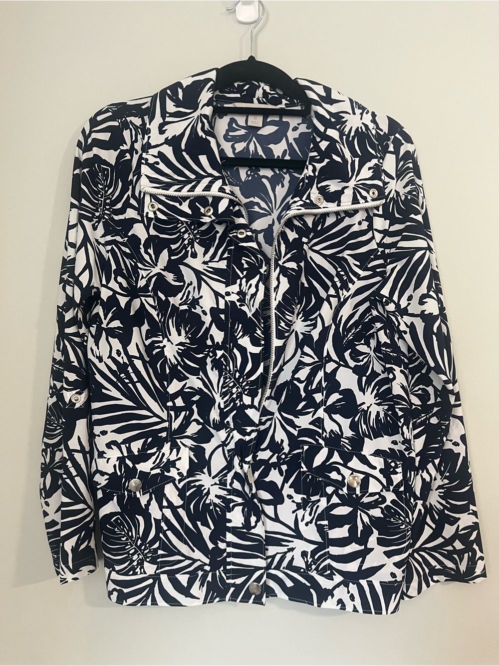 Laura Ashley Navy & White Tropical Zip Jacket